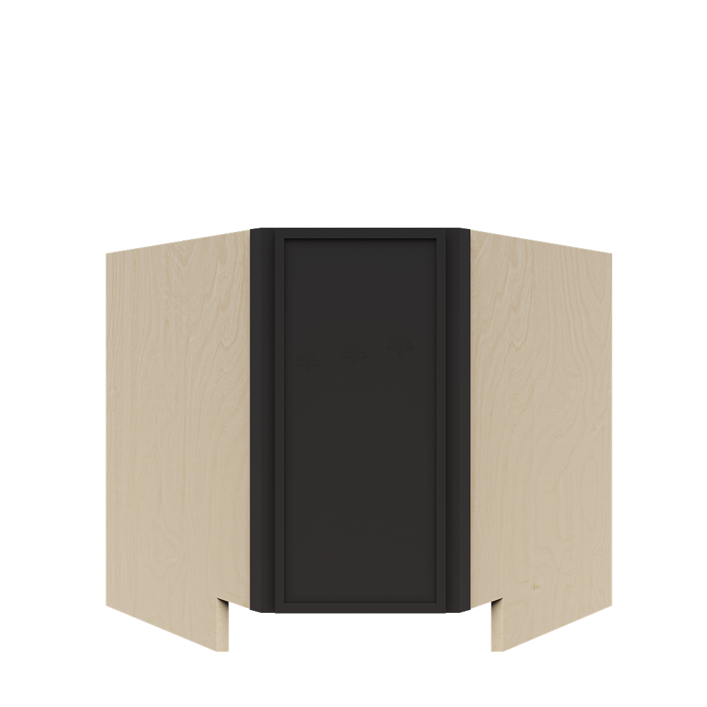 Urban Slim Black Painted Finish Base Diagonal Corner Cabinet with 1 Shelf