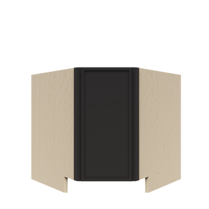 Urban Slim Black Painted Finish Base Diagonal Corner Cabinet with 1 Shelf