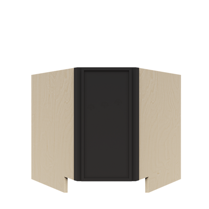 Urban Slim Black Painted Finish Base Diagonal Corner Cabinet with 1 Shelf