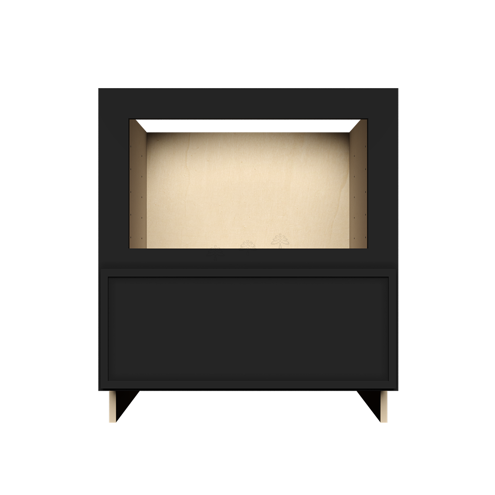 Urban Slim Black Painted Finish Base Microwave Drawer Cabinet with 1 Drawer