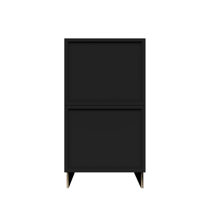Urban Slim Black Painted Finish Drawer Base Cabinet with 2 Drawers
