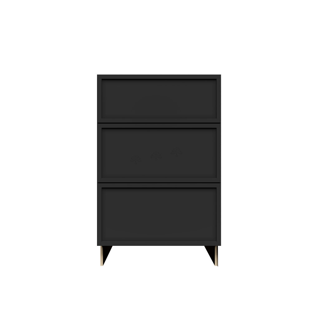 Urban Slim Black Painted Finish Drawer Base Cabinet with 3 Drawers
