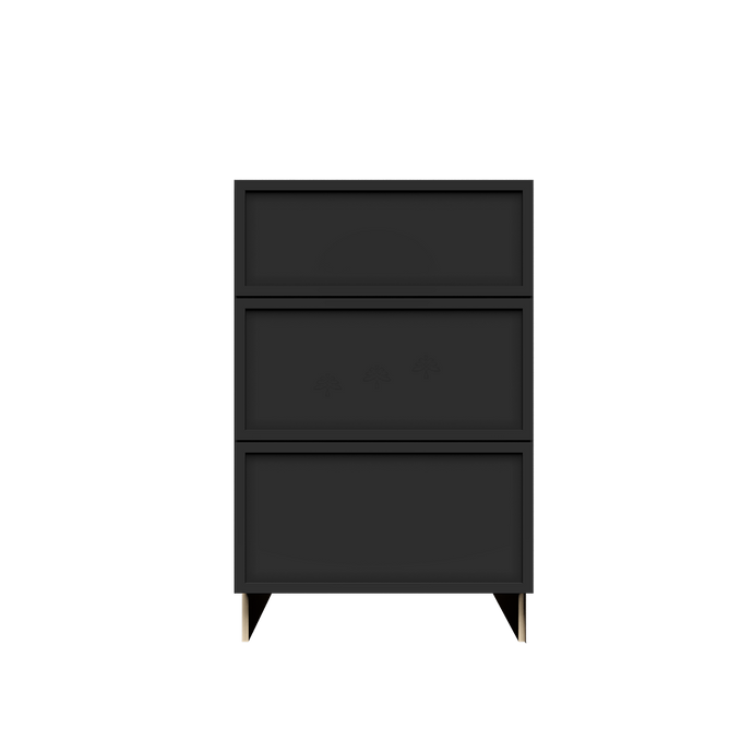 Urban Slim Black Painted Finish Drawer Base Cabinet with 3 Drawers