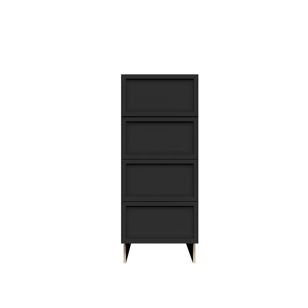 Urban Slim Black Painted Finish Drawer Base Cabinet with 4 Drawers