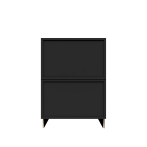 Urban Slim Black Painted Finish Drawer Base Cabinet with 2 Drawers