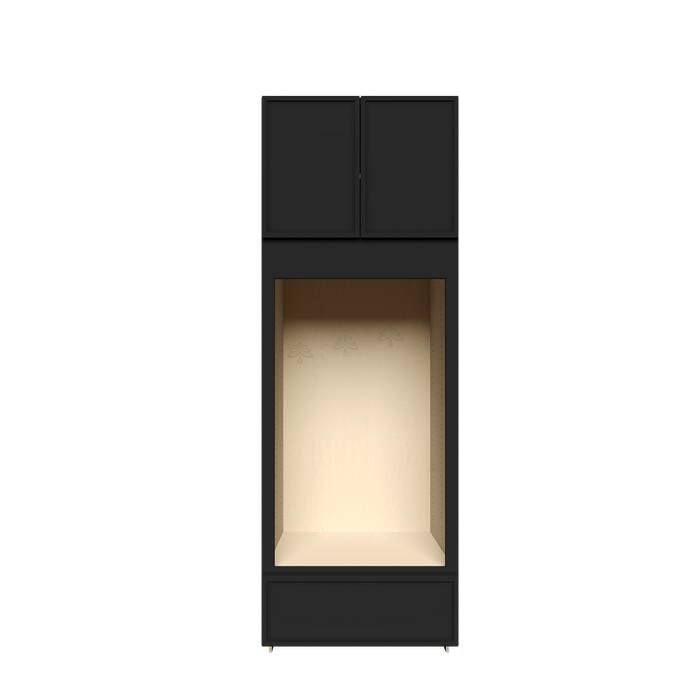 Urban Slim Black Painted Finish Double Oven Cabinet with 1 Bottom Drawer and 2 Upper Doors