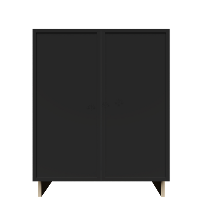 Urban Slim Black Painted Finish Full Height Base Cabinet with 2 Doors and 1 Shelf