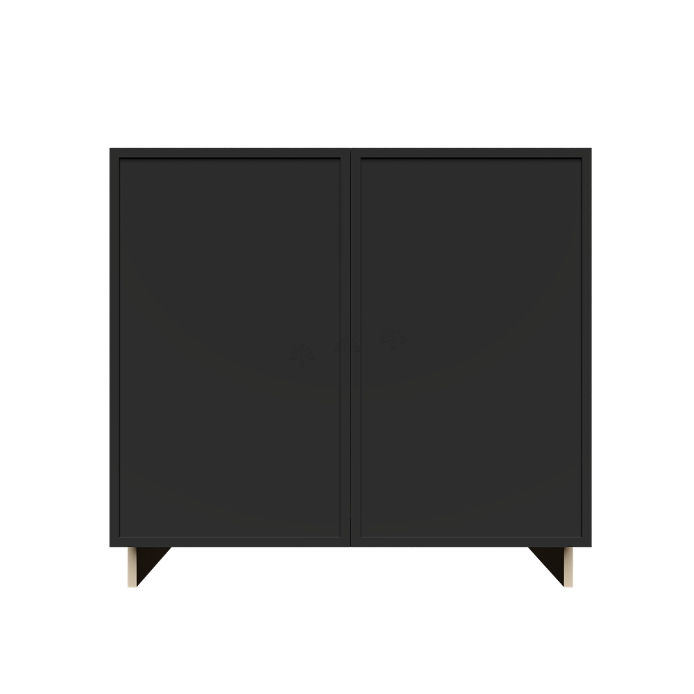 Urban Slim Black Painted Finish Full Height Tall Vanity Base Cabinet with 2 Doors