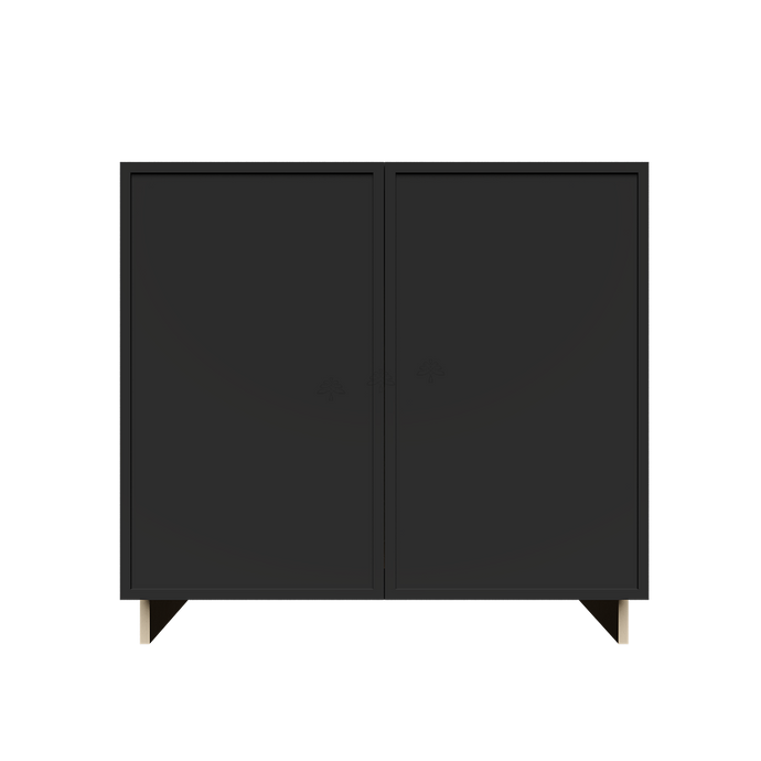 Urban Slim Black Painted Finish Full Height Tall Vanity Base Cabinet with 2 Doors