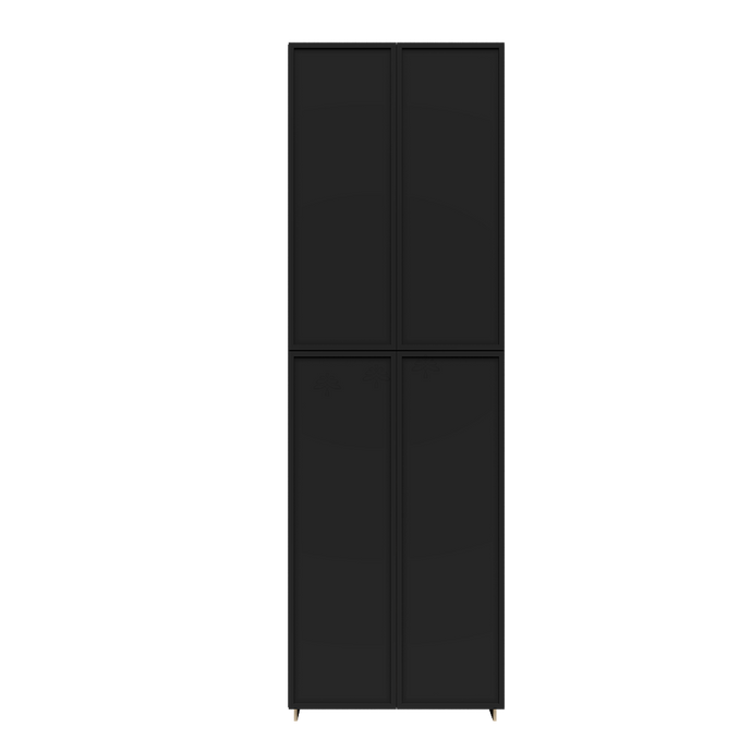 Urban Slim Black Painted Finish Pantry Cabinet with 4 Doors