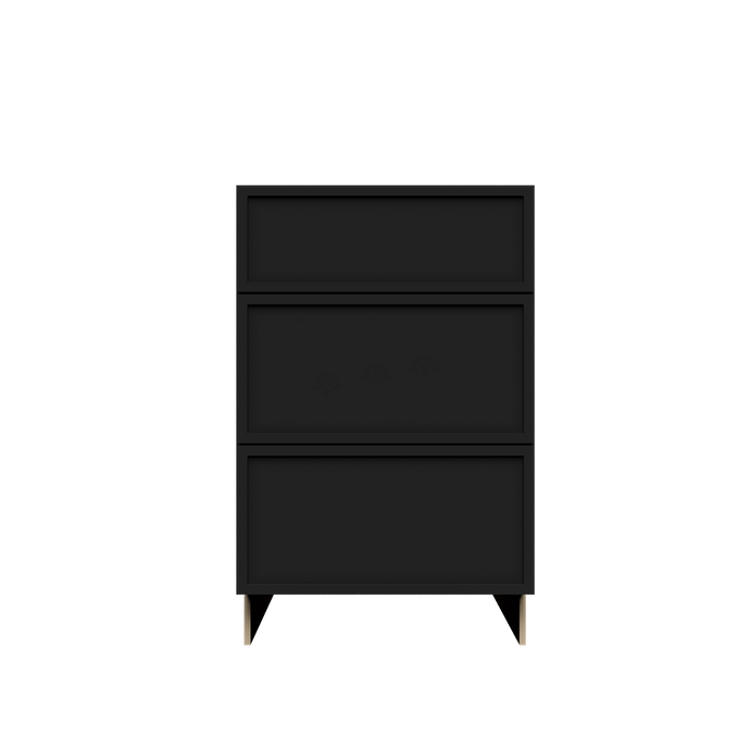 Urban Slim Black Painted Finish Tall Vanity Drawer Base Cabinet with 3 Drawers
