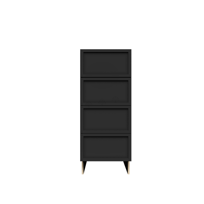 Urban Slim Black Painted Finish Tall Vanity Drawer Base Cabinet with 4 Drawers