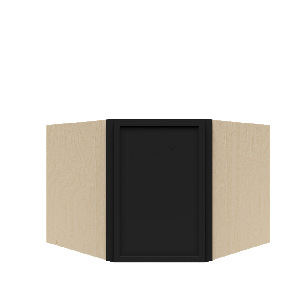 Urban Slim Black Painted Finish Wall Diagonal Corner Cabinet  with 2 doors