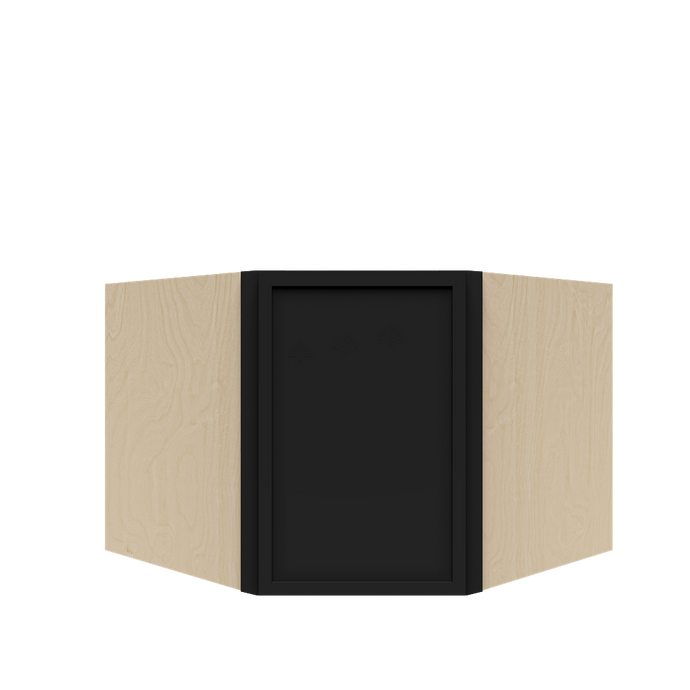 Urban Slim Black Painted Finish Wall Diagonal Corner Cabinet  with 2 doors