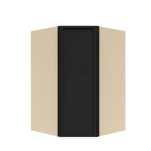 Urban Slim Black Painted Finish Wall Diagonal Corner Cabinet  with 2 doors