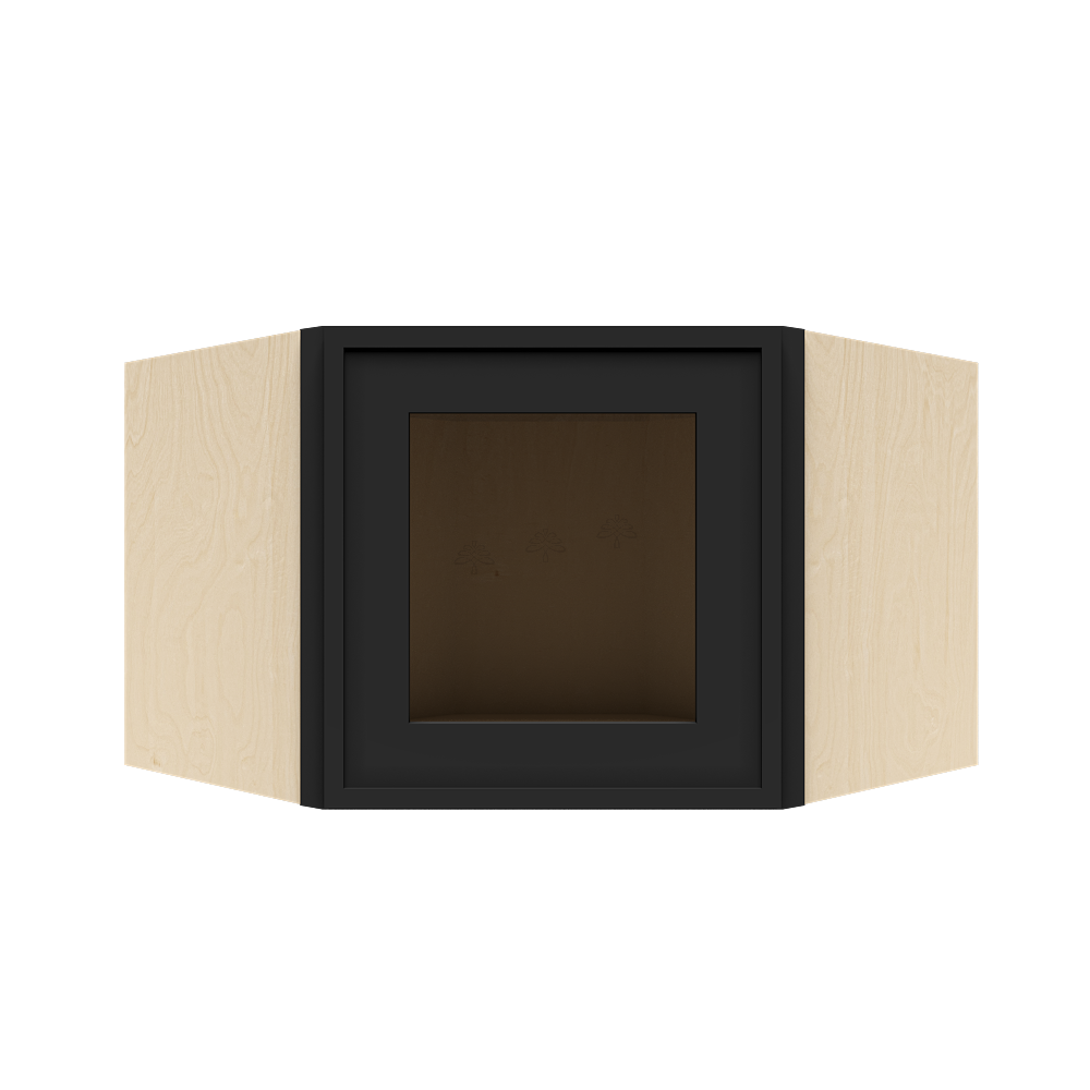 Urban Slim Black Painted Finish Wall Diagonal Mullion Door Cabinet  with 2 doors