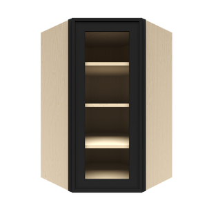Urban Slim Black Painted Finish Wall Diagonal Mullion Door Cabinet  with 2 doors