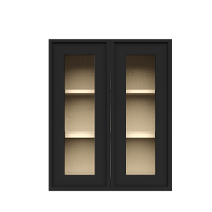 Urban Slim Black Painted Finish Wall Mullion Door Cabinet  with 2 doors