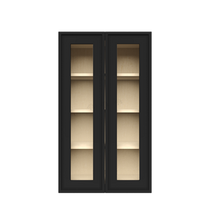 Urban Slim Black Painted Finish Wall Mullion Door Cabinet  with 2 doors