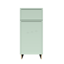 Load image into Gallery viewer, Urban Slim Minty Green Shaker Painted Finish Base Cabinet with 1 Drawer 1 Door and 1 Shelf