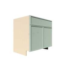 Load image into Gallery viewer, Urban Slim Minty Green Shaker Painted Finish Base Cabinet with 1 Drawer 2 Doors and 1 Shelf