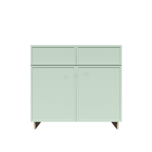 Load image into Gallery viewer, Urban Slim Minty Green Shaker Painted Finish Base Cabinet with 2 Drawers 2 Doors and 1 Shelf