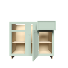 Load image into Gallery viewer, Urban Slim Minty Green Shaker Painted Finish Blind Base Cabinet with 1 Drawer 1 Door and 1 Shelf