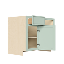 Load image into Gallery viewer, Urban Slim Minty Green Shaker Painted Finish Blind Base Cabinet with 1 Drawer 1 Door and 1 Shelf