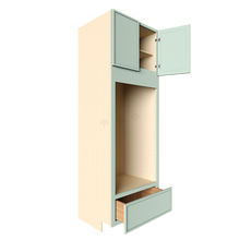 Load image into Gallery viewer, Urban Slim Minty Green Shaker Painted Finish Double Oven Cabinet with 1 Bottom Drawer and 2 Upper Doors