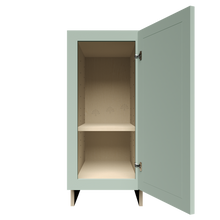 Load image into Gallery viewer, Urban Slim Minty Green Shaker Painted Finish Full Height Base Cabinet with 1 Door and 1 Shelf