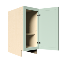 Load image into Gallery viewer, Urban Slim Minty Green Shaker Painted Finish Full Height Base Cabinet with 1 Door and 1 Shelf