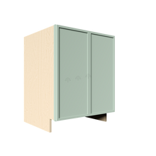 Load image into Gallery viewer, Urban Slim Minty Green Shaker Painted Finish Full Height Base Cabinet with 2 Doors and 1 Shelf