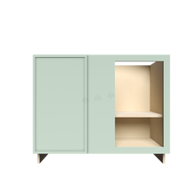 Load image into Gallery viewer, Urban Slim Minty Green Shaker Painted Finish Full Height Blind Base Cabinet with 1 Door and 1 Shelf