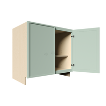 Load image into Gallery viewer, Urban Slim Minty Green Shaker Painted Finish Full Height Tall Vanity Base Cabinet with 2 Doors