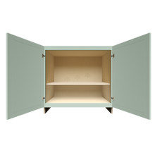 Load image into Gallery viewer, Urban Slim Minty Green Shaker Painted Finish Full Height Tall Vanity Base Cabinet with 2 Doors