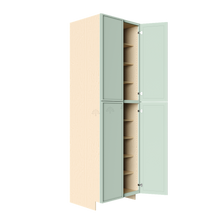 Load image into Gallery viewer, Urban Slim Minty Green Shaker Painted Finish Pantry Cabinet with 4 Doors