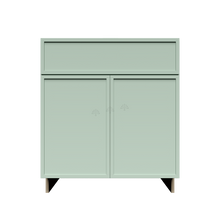 Load image into Gallery viewer, Urban Slim Minty Green Shaker Painted Finish Sink Base Cabinet with 1 False Drawer and 2 Doors