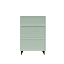 Load image into Gallery viewer, Urban Slim Minty Green Shaker Painted Finish Tall Vanity Drawer Base Cabinet with 3 Drawers