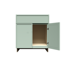Load image into Gallery viewer, Urban Slim Minty Green Shaker Painted Finish Tall Vanity Sink Base Cabinet with 1 False Drawer and 2 Doors