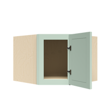 Load image into Gallery viewer, Urban Slim Minty Green Shaker Painted Finish Wall Diagonal Corner Cabinet