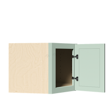 Load image into Gallery viewer, Urban Slim Minty Green Shaker Painted Finish Wall Diagonal Corner Cabinet
