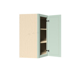 Load image into Gallery viewer, Urban Slim Minty Green Shaker Painted Finish Wall Diagonal Corner Cabinet