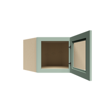 Load image into Gallery viewer, Urban Slim Minty Green Shaker Painted Finish Wall Diagonal Mullion Door Cabinet