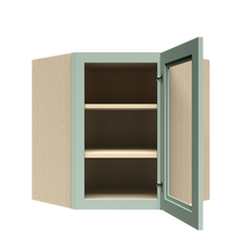 Load image into Gallery viewer, Urban Slim Minty Green Shaker Painted Finish Wall Diagonal Mullion Door Cabinet