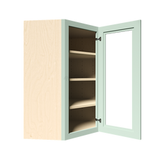 Load image into Gallery viewer, Urban Slim Minty Green Shaker Painted Finish Wall Diagonal Mullion Door Cabinet