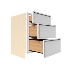Load image into Gallery viewer, Urban Slim White Shaker Painted Finish Drawer Base Cabinet with 3 Drawers