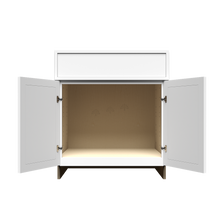 Load image into Gallery viewer, Urban Slim White Shaker Painted Finish Tall Vanity Sink Base Cabinet with 1 False Drawer and 2 Doors