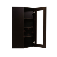 Load image into Gallery viewer, Anchester Espresso Wall Mullion Door Diagonal Corner Cabinet 1 Door 3 Adjustable Shelves Glass Not Included