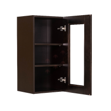 Load image into Gallery viewer, Anchester Espresso Wall Mullion Door Cabinet 1 Door 2 Adjustable Shelves 30 Inch Height Glass Not Included
