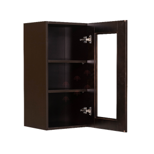 Anchester Espresso Wall Mullion Door Cabinet 1 Door 2 Adjustable Shelves 30 Inch Height Glass Not Included